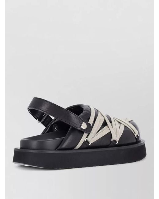 Rick Owens Black Open Toe Flat Sole Lightweight Slides for men