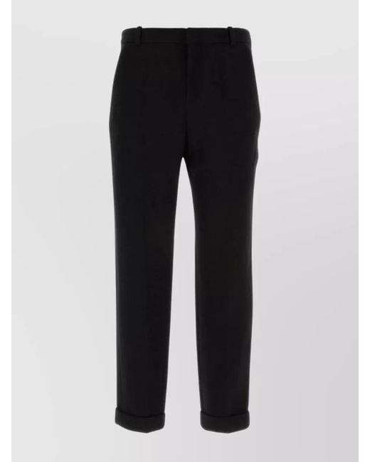Balmain Black Virgin Wool Straight-Leg Trousers for men