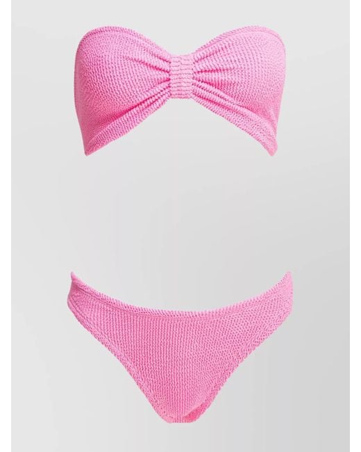 Hunza G Pink Bandeau Top With Bow Detail And High-Cut Leg
