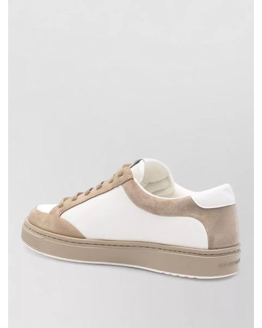 Emporio Armani Natural Leather Low-Top Sneakers for men