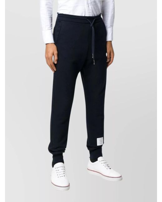 Thom Browne Blue Cotton Tapered Cropped Track Pants for men