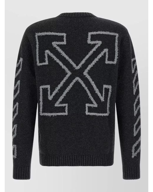 Off-White c/o Virgil Abloh Black Diag Arrow Knit Sweater Crew Neck for men