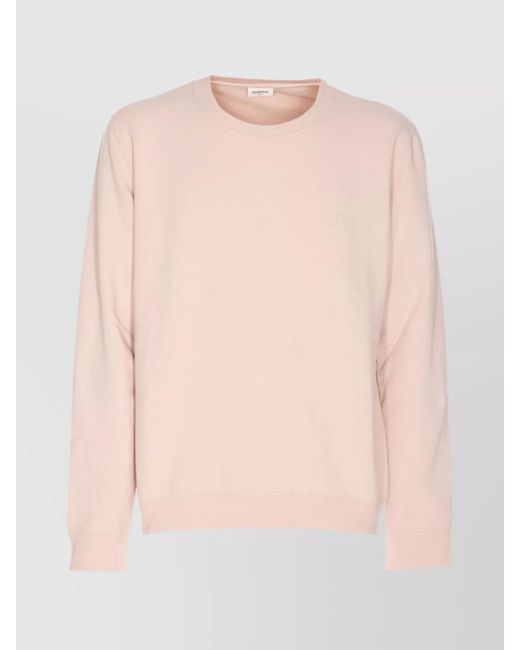 Saint Laurent Pink Crewneck Long Sleeves Ribbed Cuffs Pullover for men