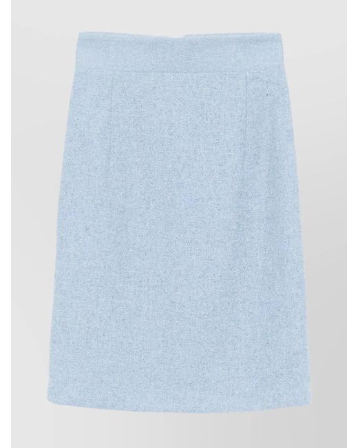 Tagliatore Blue High-Waisted Knee-Length Textured Skirt