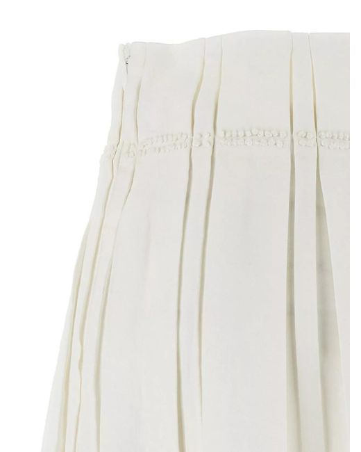 Jil Sander White Linen Pleated Midi Skirt