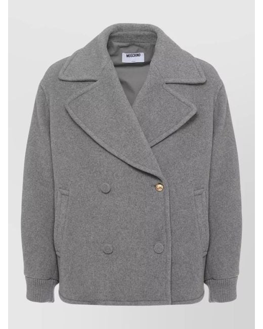 Moschino Gray Wool Double-Breasted Jacket for men