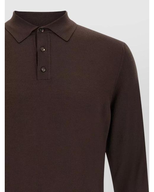 Zanone Brown Long Sleeve Polo Shirt Regular Fit for men