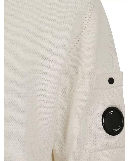 C P Company Natural Cotton Zip Cardigan Ribbed Collar Sleeve Pocket for men