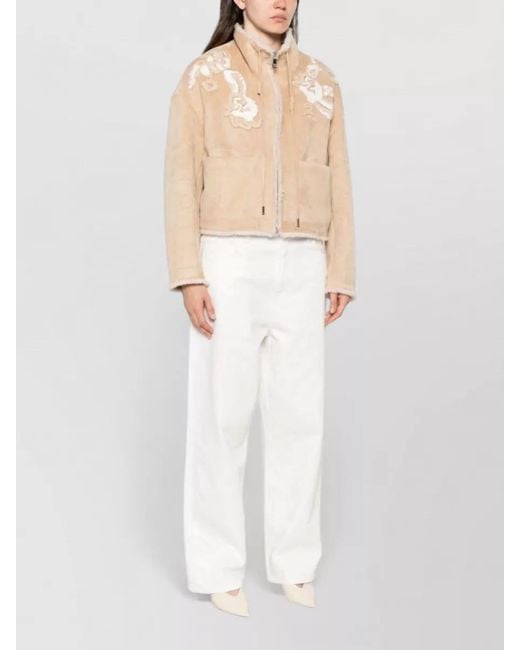 ERMANNO FIRENZE Natural Cropped Blazer High Collar Side Pockets