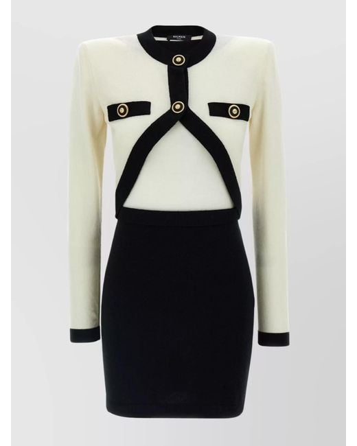 Balmain Black Wool Cashmere Mini Dress