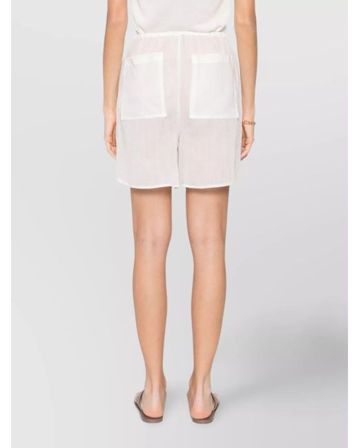 Totême White Semi-Sheer Knee-Length Shorts