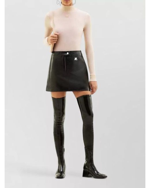 Courreges Black Vinyl A-Line Mini Skirt