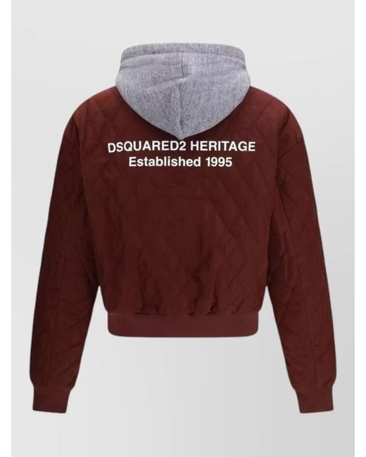DSquared² Red Quilted Bomber Jacket for men