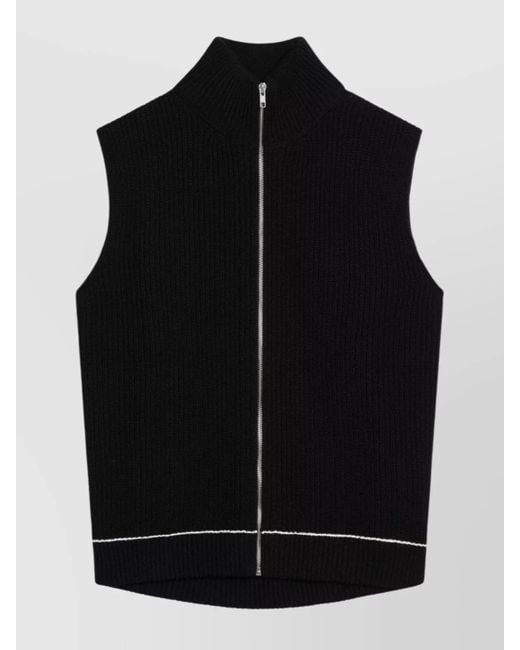 MM6 by Maison Martin Margiela Black Zippered Cotton Blend Vest for men