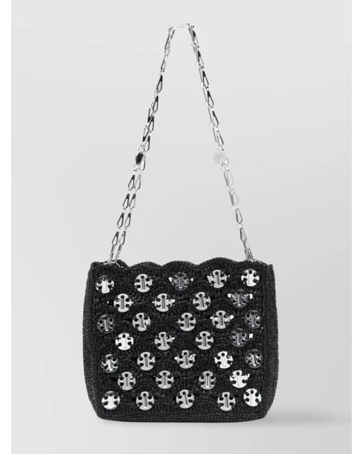 Rabanne White Chain Strap Shoulder Bag With Scalloped Edge