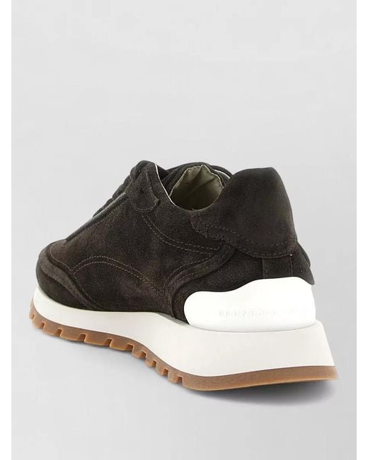 Brunello Cucinelli Black Monile Suede Lace Up Low Sneakers