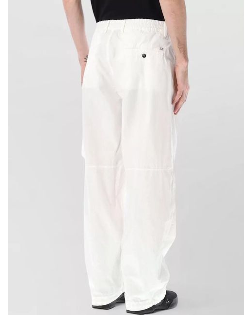 C P Company White Wide Leg Cargo Trousers for men