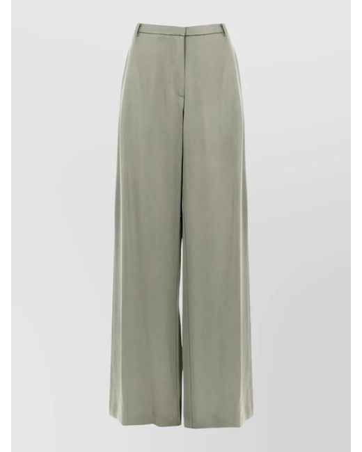Alysi Green Satin Wide Leg Trousers Front Crease