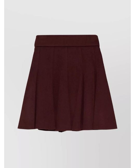 Max Mara Red A-Line High-Waisted Mini Pleated Skirt