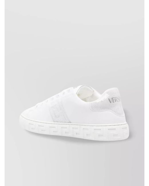 Versace White Sequined Low-Top Sneakers