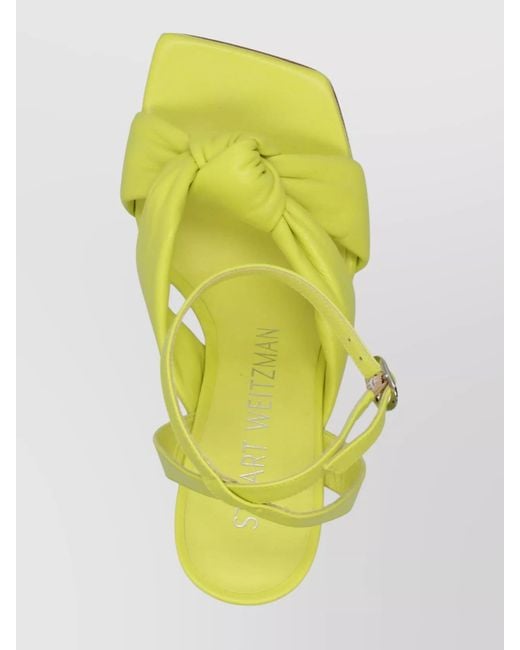 Stuart Weitzman Yellow 'Knotted Ankle Strap Leather Sandals'