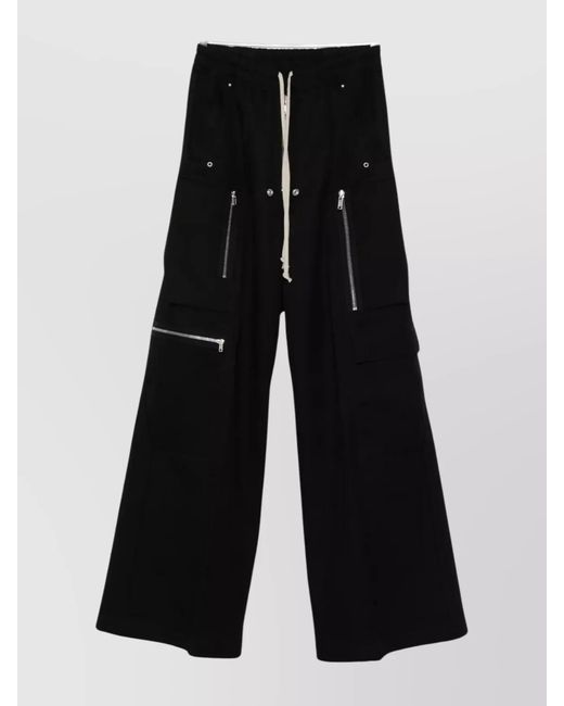 Rick Owens Black Wool Wide-Leg Cargo Trousers