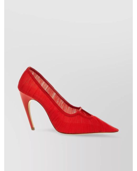 Nensi Dojaka Red Tulle Pumps