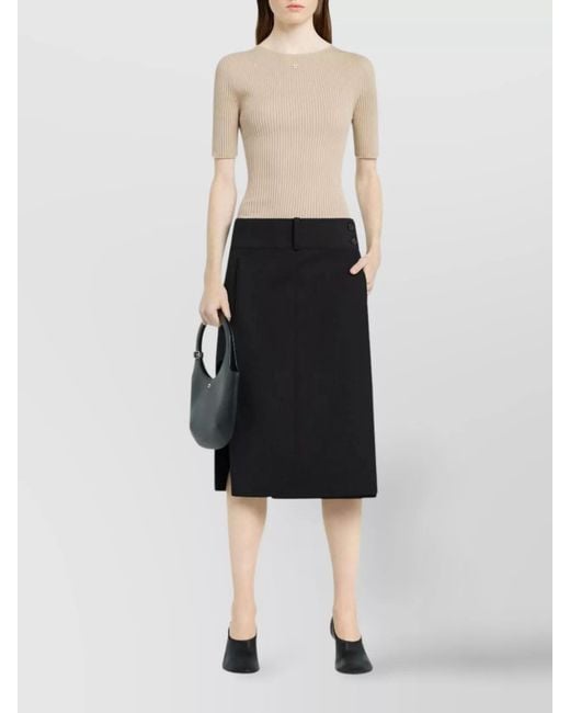 Courreges Natural Short-Sleeve Crewneck Knitted Top
