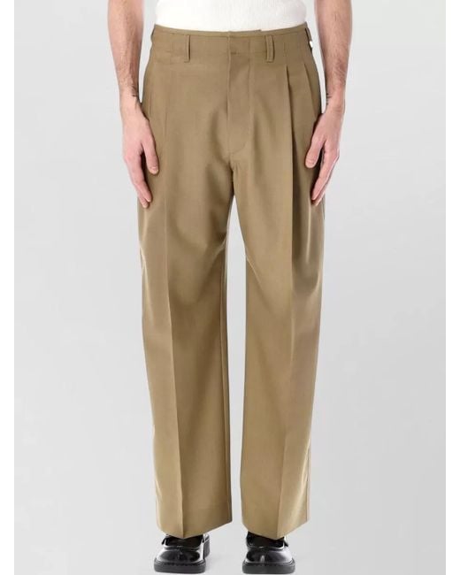 Lemaire Natural Pleated Straight Leg Tailored Trousers for men