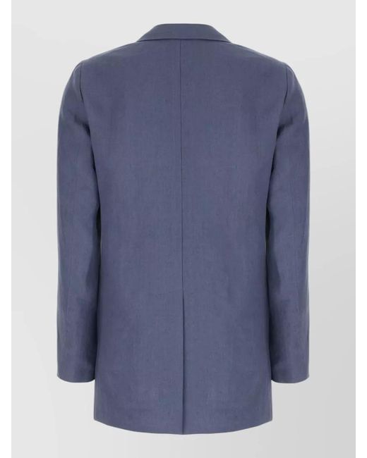 Blazé Milano Blue Linen Double Breasted Jacket Notch Lapels
