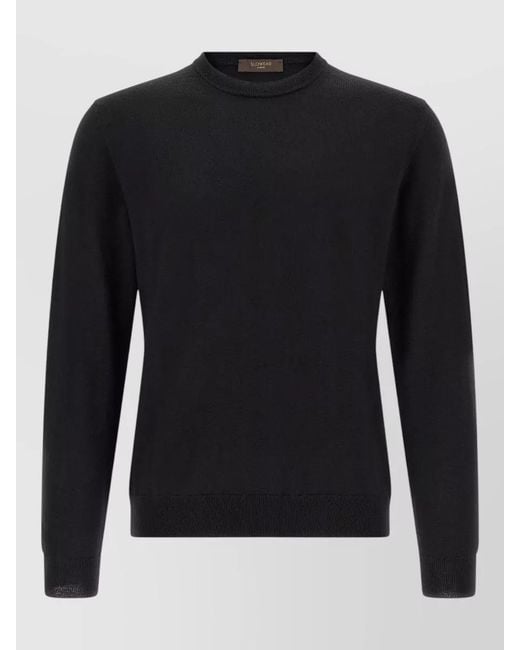 Zanone Black Wool Crew Neck Regular Fit Sweater for men
