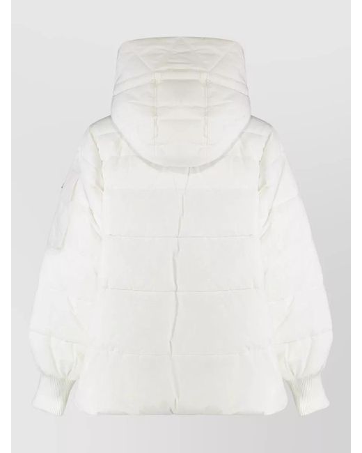 Pinko White Crusca Hooded Cropped Down Jacket