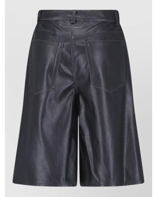 MM6 by Maison Margiela Blue High Rise Slim Tailored Shorts Smooth Finish