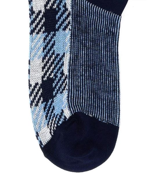 Prada Blue Embroidered Stretch Cotton Socks