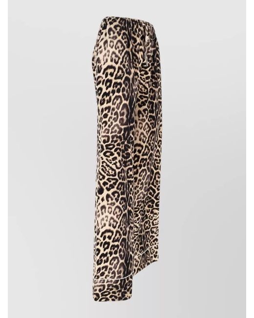 Ermanno Scervino White Animal Print Wide Leg Lightweight Trousers