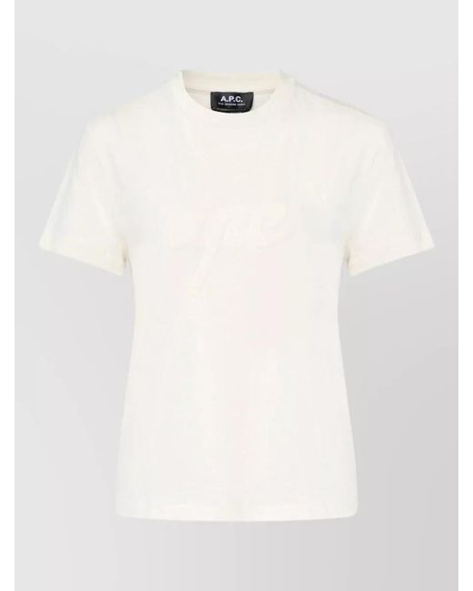 A.P.C. White Lenny Crew Neck Regular Fit T Shirt