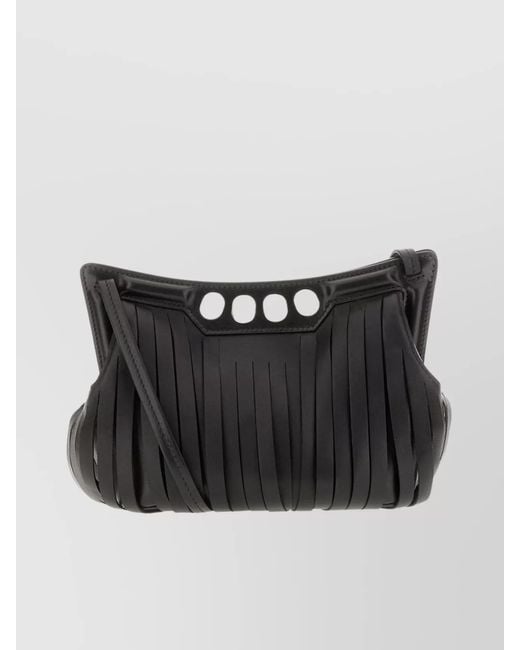 McQueen Black The Peak Mini Leather Crossbody Bag