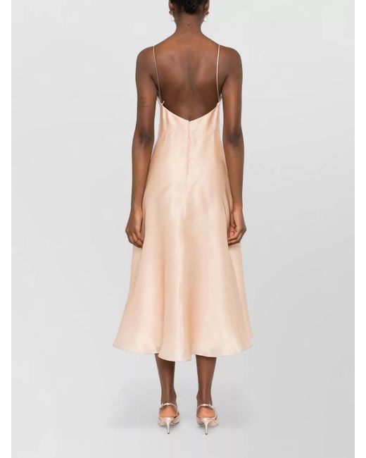 Alberta Ferretti Pink Silk Midi Dress