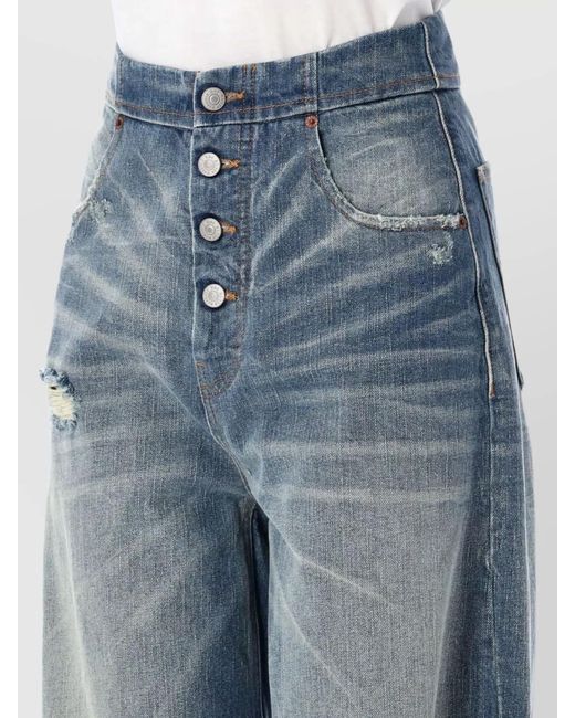 MM6 by Maison Margiela Blue Denim High-Rise Straight-Leg Jeans