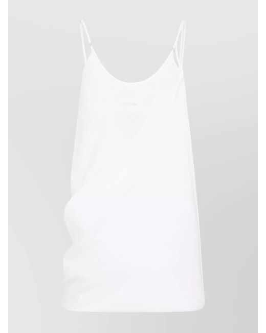 MM6 by Maison Margiela White Silk Draped V-Neck Mini Dress