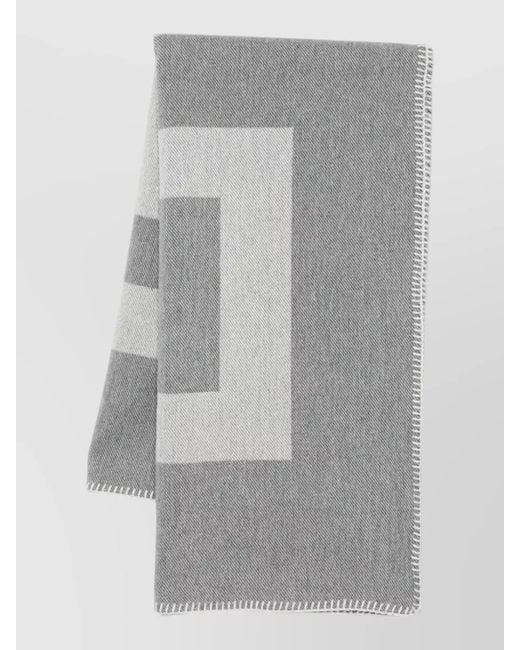 Givenchy Gray Large Scarf Contrasting Border Geometric Pattern for men