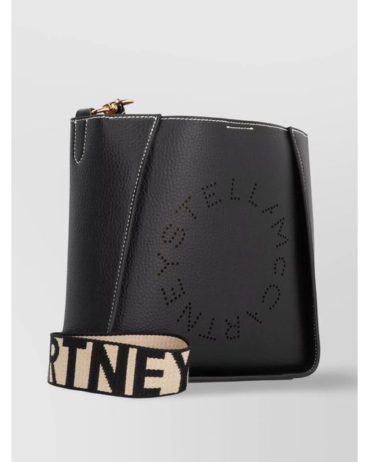 Stella McCartney Black Stella Logo Faux Leather Shoulder Bag
