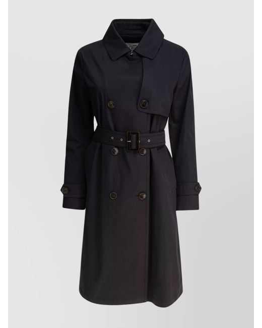 Herno Blue Coats With Belted Waist And Double-Breasted Design