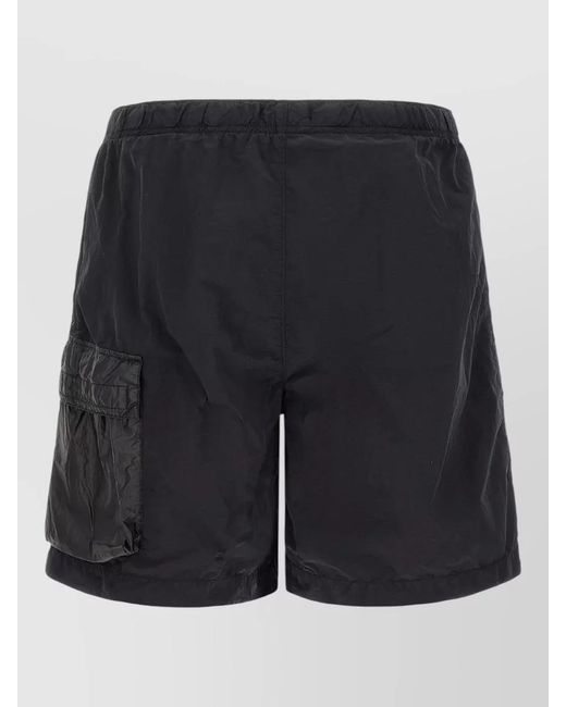 C P Company Black Lente Shorts Swimsuit Side Pocket Button Detail for men