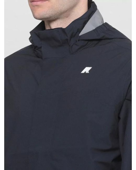 K-Way Blue Hooded Waterproof Raincoat for men