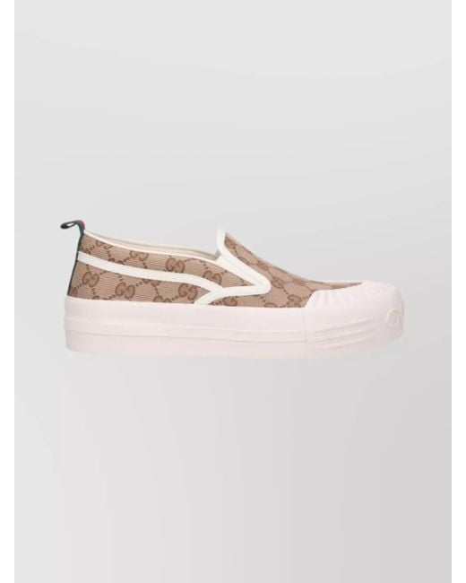 Gucci Pink Logo-Pattern Slip-On Sneakers