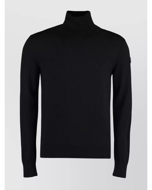 Moncler Black Ribbed Wool Turtleneck Sweater With Long Sleeves for men
