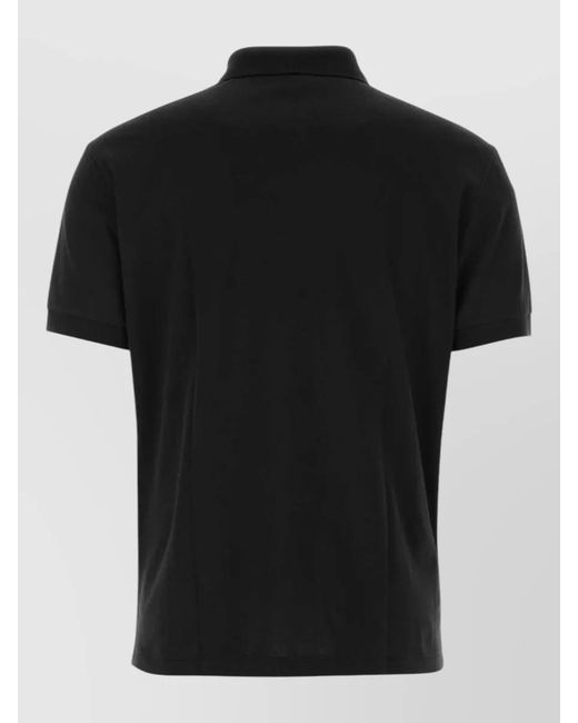 Giorgio Armani Black Polo Shirt Straight Cut Collar Short Sleeves for men