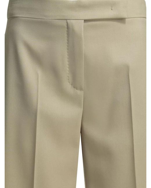 Max Mara Natural Wool Tailored Shorts Pleats Buttoned Back Pockets
