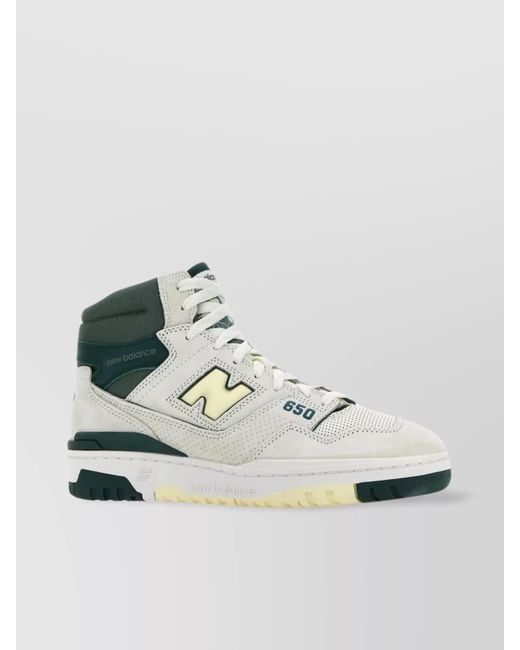 New Balance White Leather And Suede High-Top Sneakers
